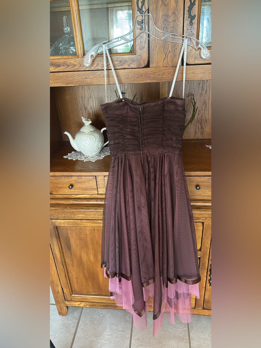 Masquerade Brown & Pink Strapless Dress